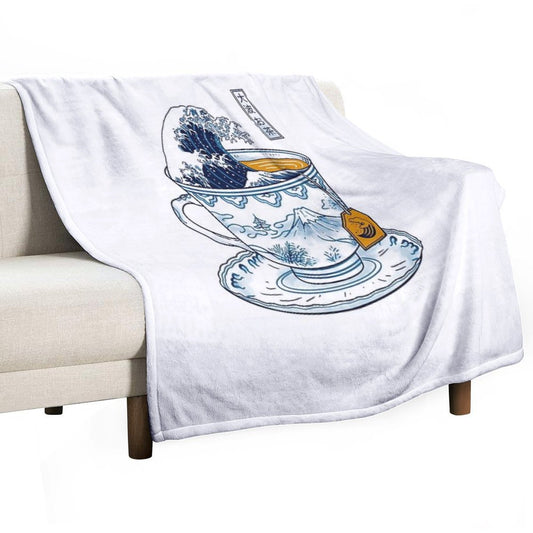 The Great Kanagawa Tea Throw Blanket