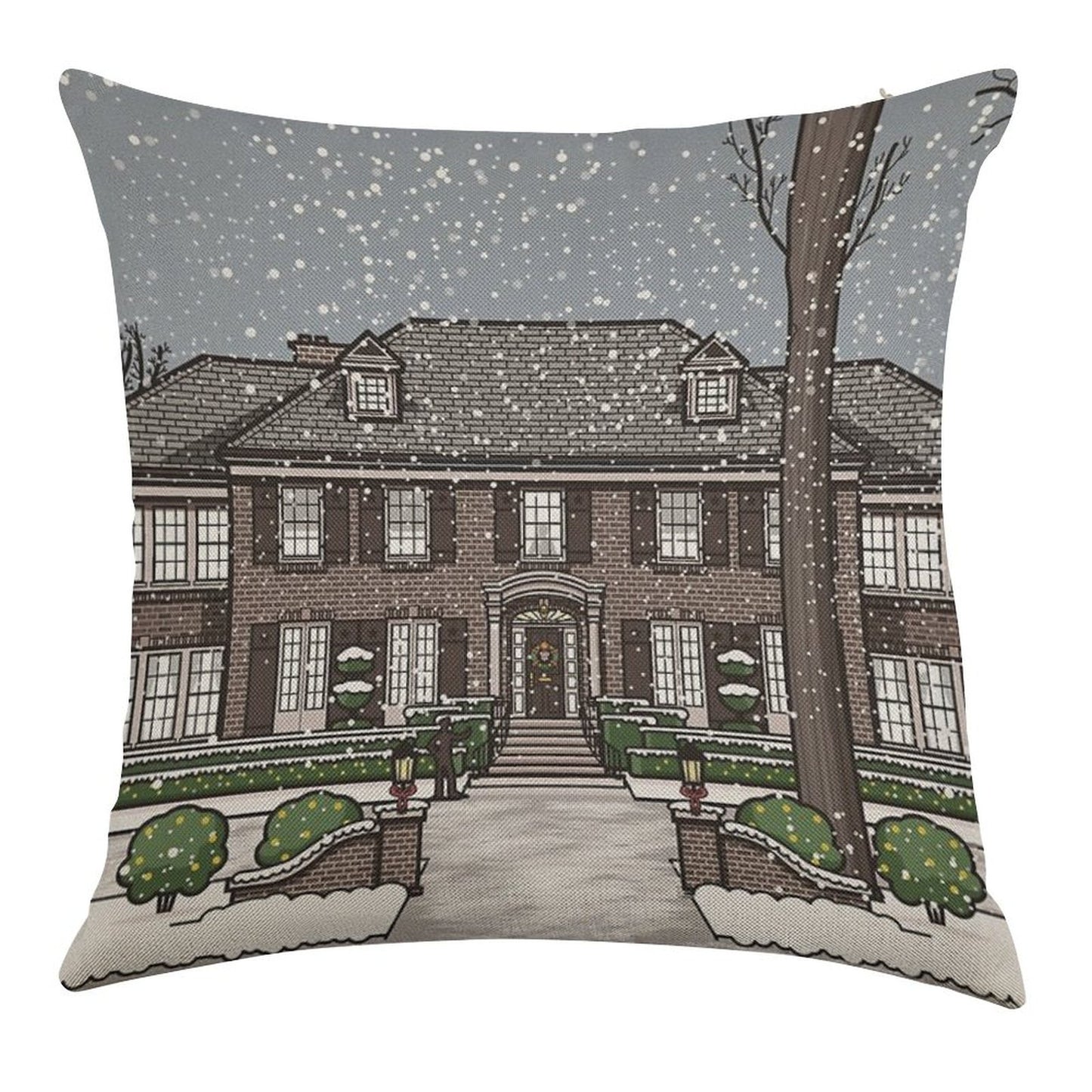 Home Alone Christmas Linen Throw Pillow Cover