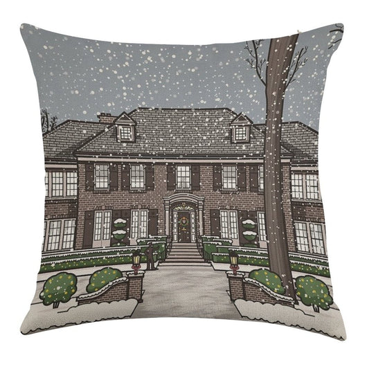 Home Alone Christmas Linen Throw Pillow Cover