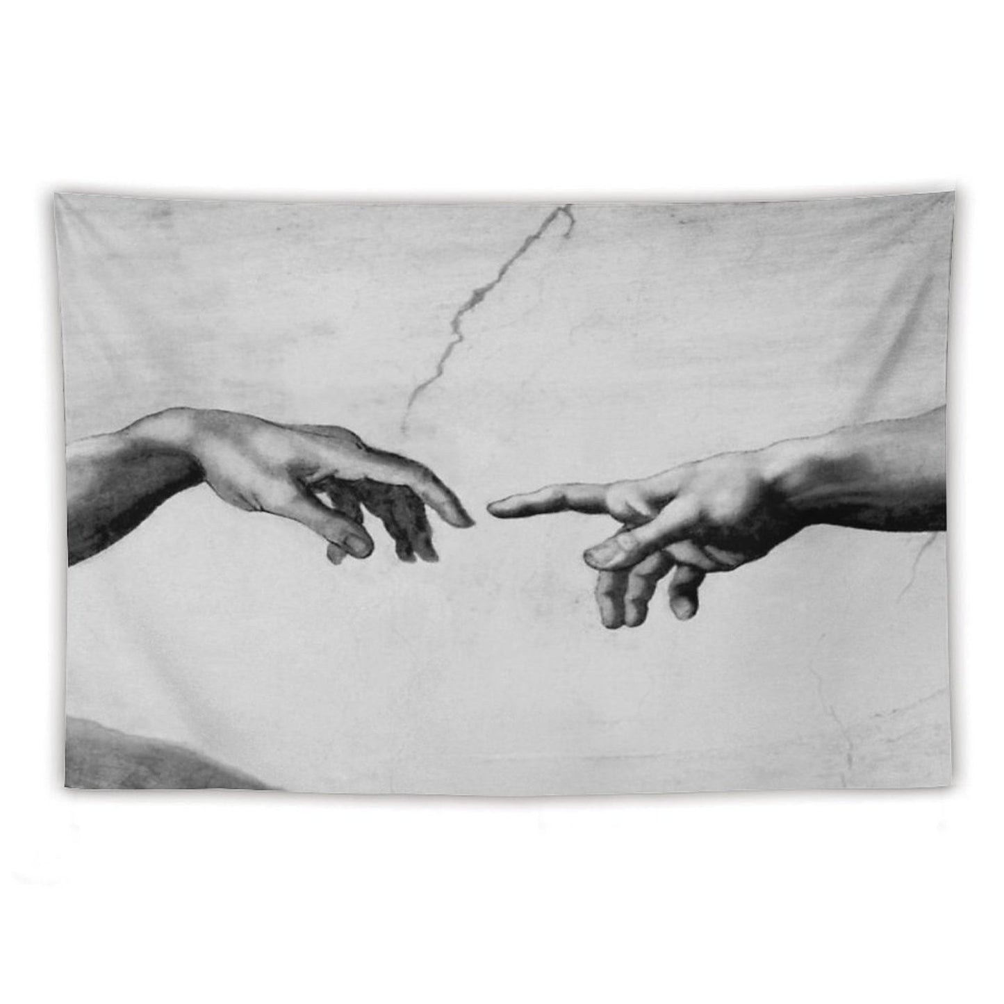 The Creation of Adam - Sistine Chapel Near-touching Hands of God And Adam Red Colorized Tapestry