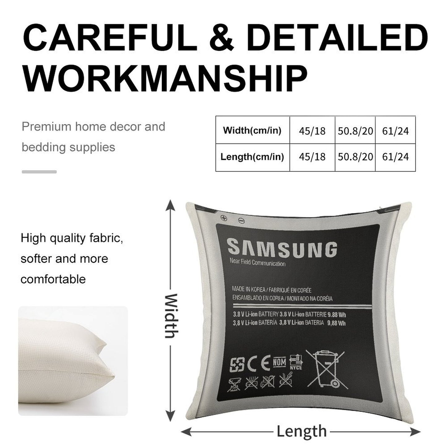 PHONE BATTERY PILLOW Linen Throw Pillow Cover