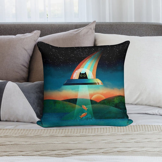 The Purrfect Alien Soft Hidden Zipper Throw Pillow