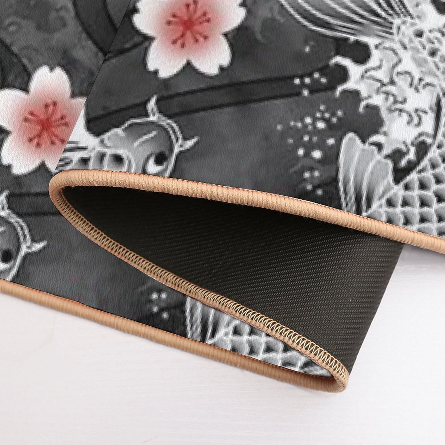 Koi Sakura Blossom in Black Bath Mat