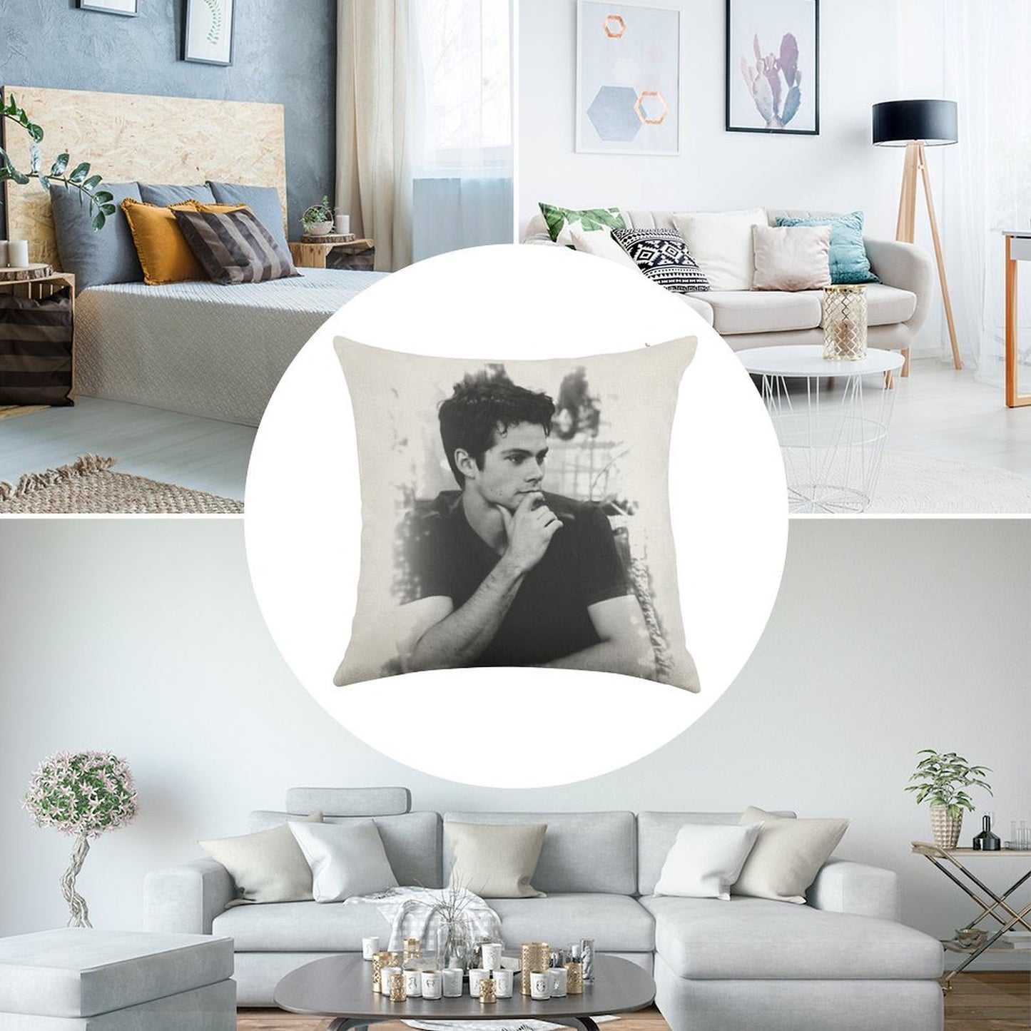 Dylan O'Brien Linen Throw Pillow Cover