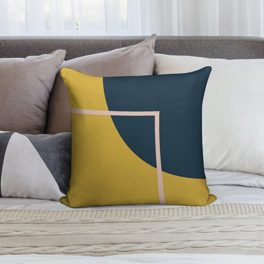 Abstract Geometric Minimalist Navy Blue, Mustard Yellow, And Blush Pink Soft Skin-Friendly Throw Pillow