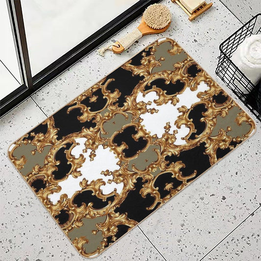 Golden Ornamental Baroque Symmetrical Bath Mat