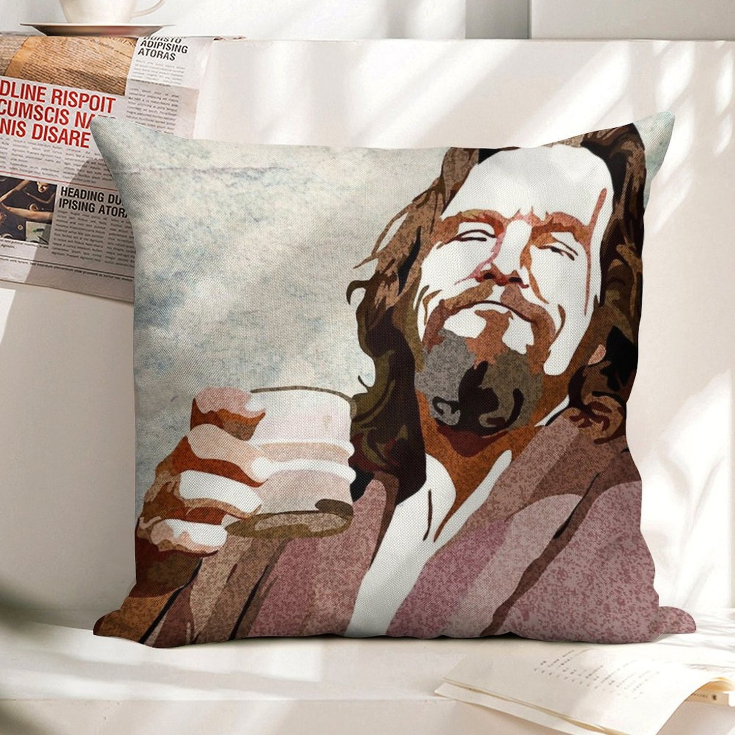 Big Lebowski DUDE Portrait Linen Throw Pillow Cover