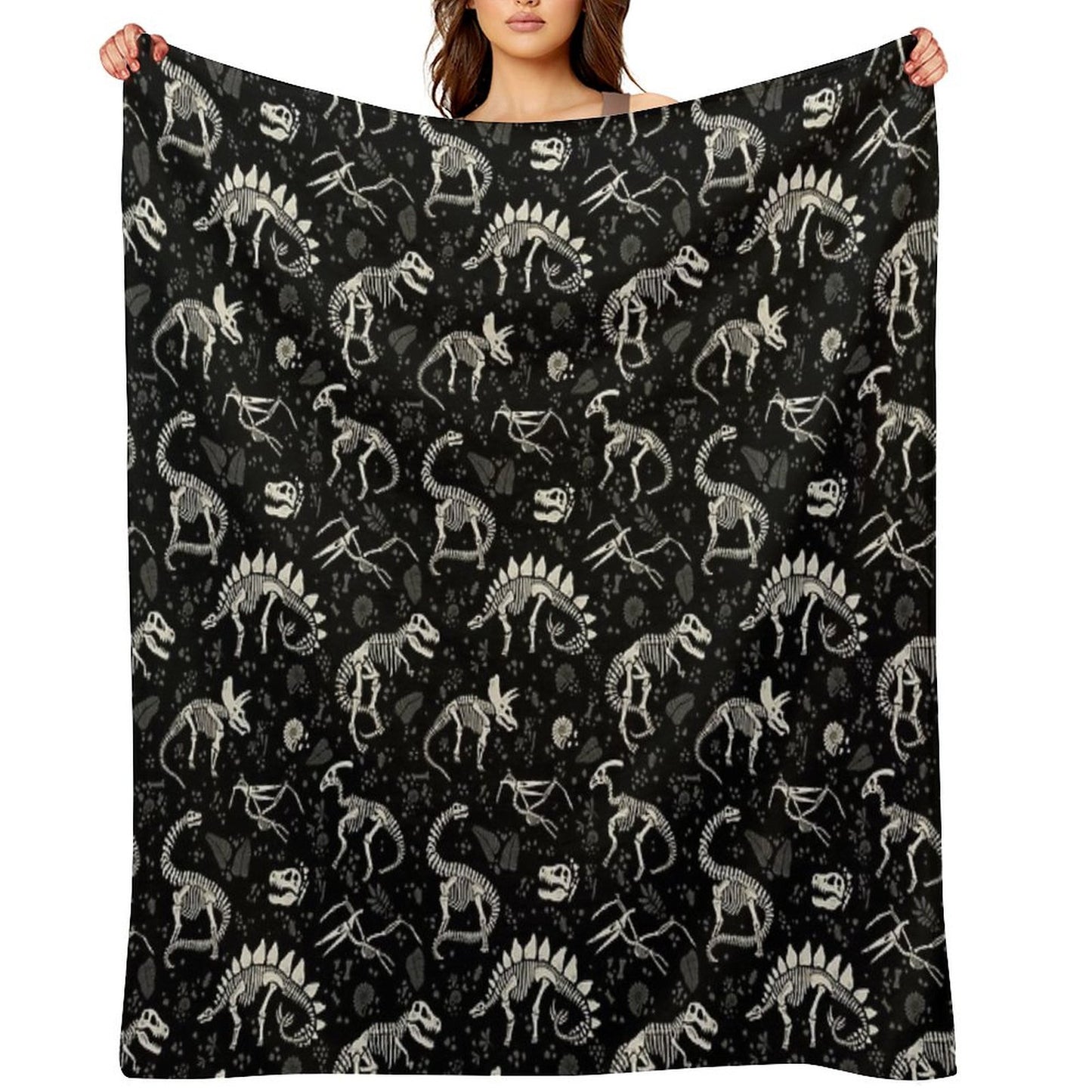 Excavated Dinosaur Fossils Throw Blanket