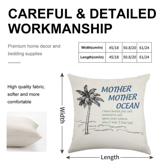Mother, Mother, Ocean Linen Throw Pillow Cover