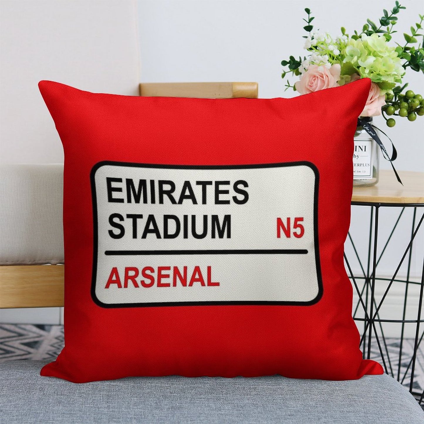 Emirates Stadium Football Sign Linen Throw Pillow Cover