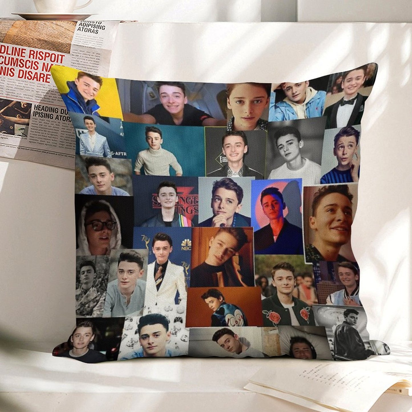 Noah Schnapp Linen Throw Pillow Cover