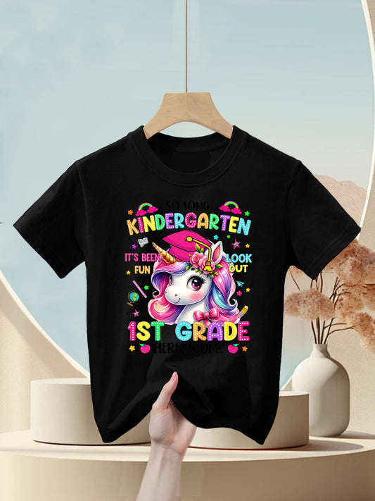 Kids So Long Kindergarten Graduation Graduate Unicorn Kids Girls Kids T-Shirt
