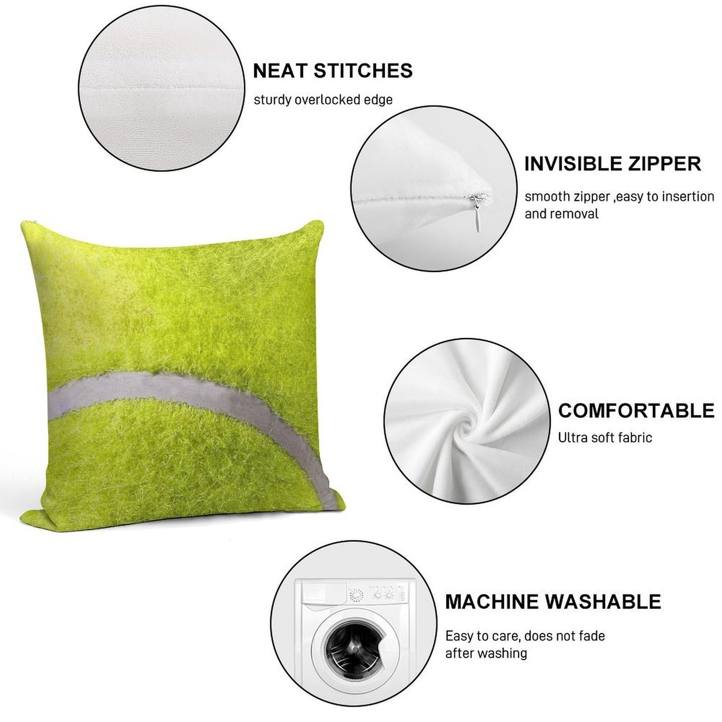 MAN CAVE THROW PILLOW SERIES  - TENNIS BALL Soft Ultra-Soft Texture Throw Pillow