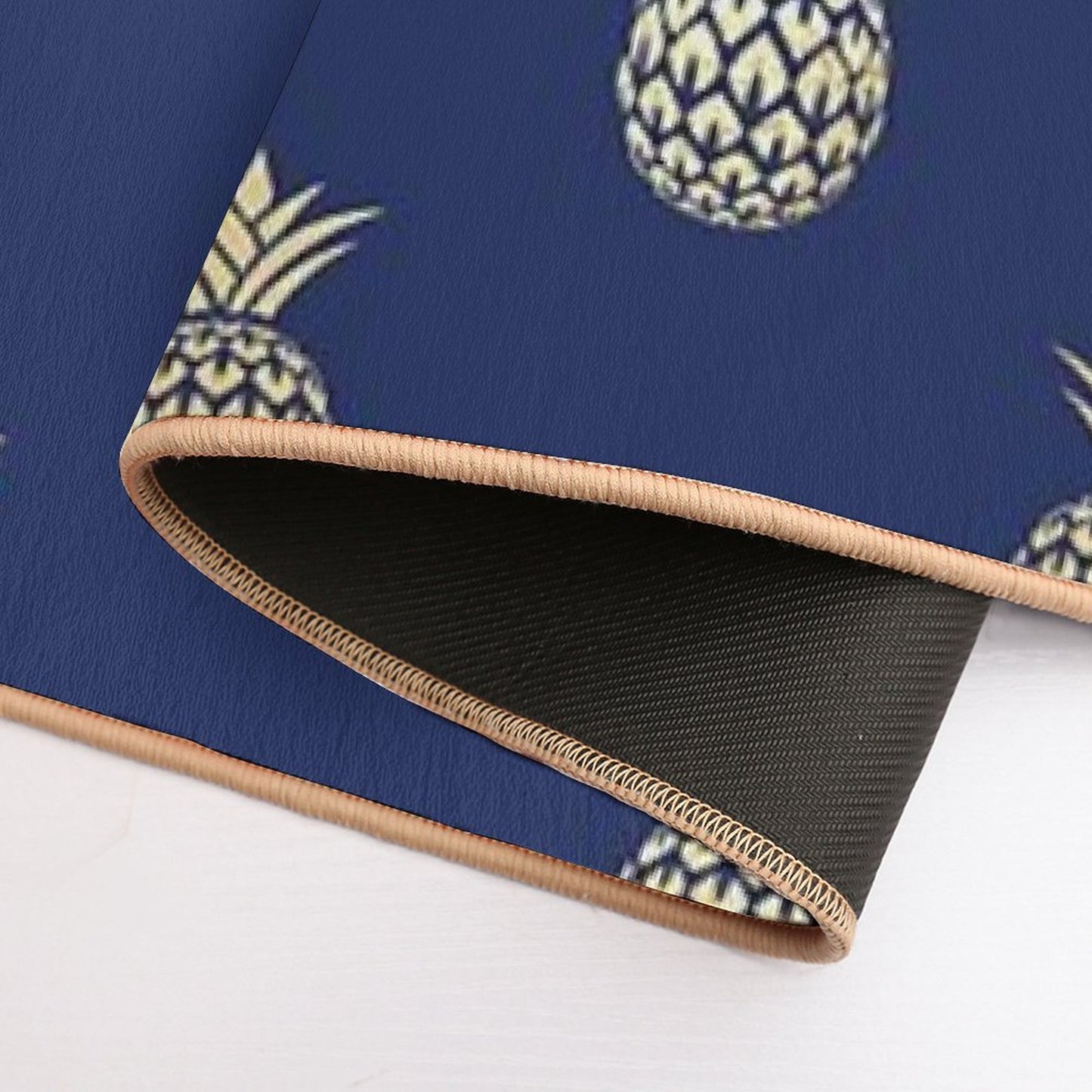 Navy And Gold Pineapples Bath Mat