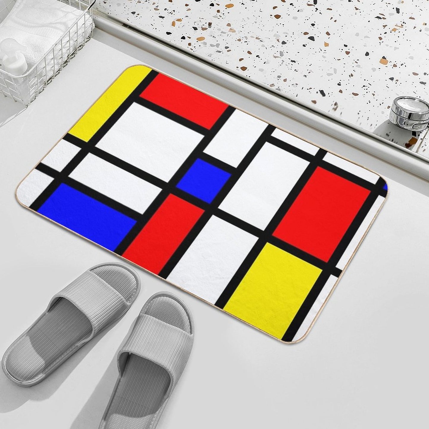 Mondrian Minimalist Modern Abstract Art Bath Mat