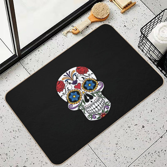 Halloween Skull Floral Rose Bath Mat
