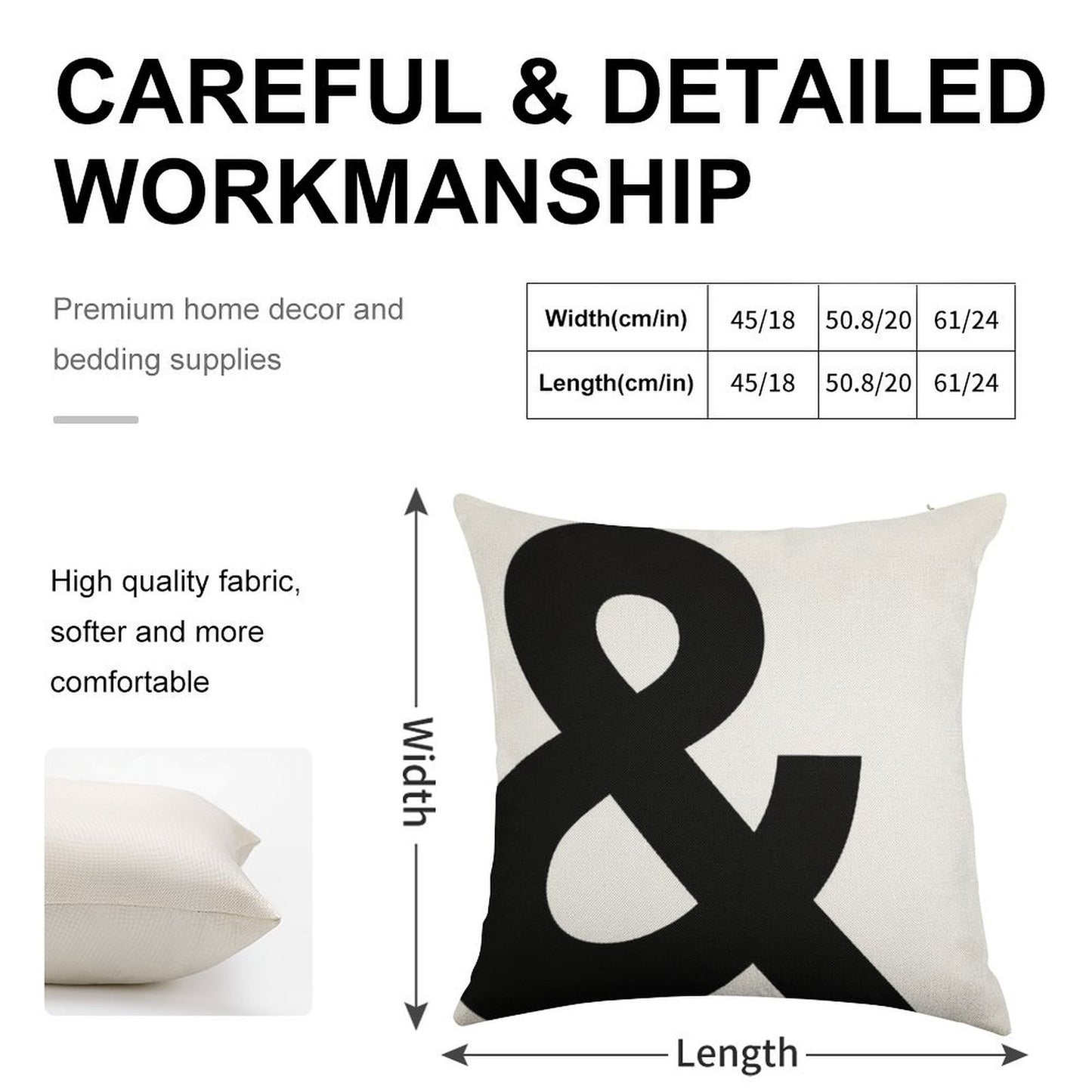 Ampersand Linen Throw Pillow Cover