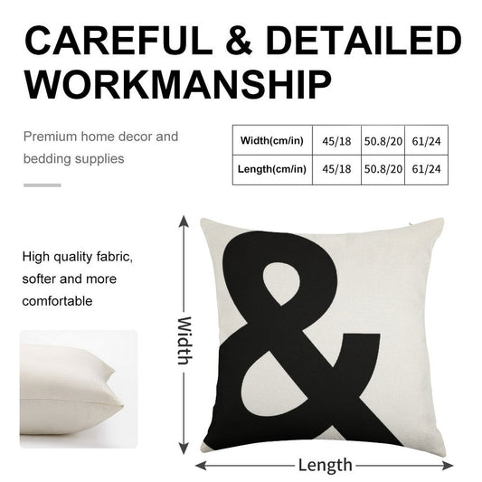 Ampersand Linen Throw Pillow Cover