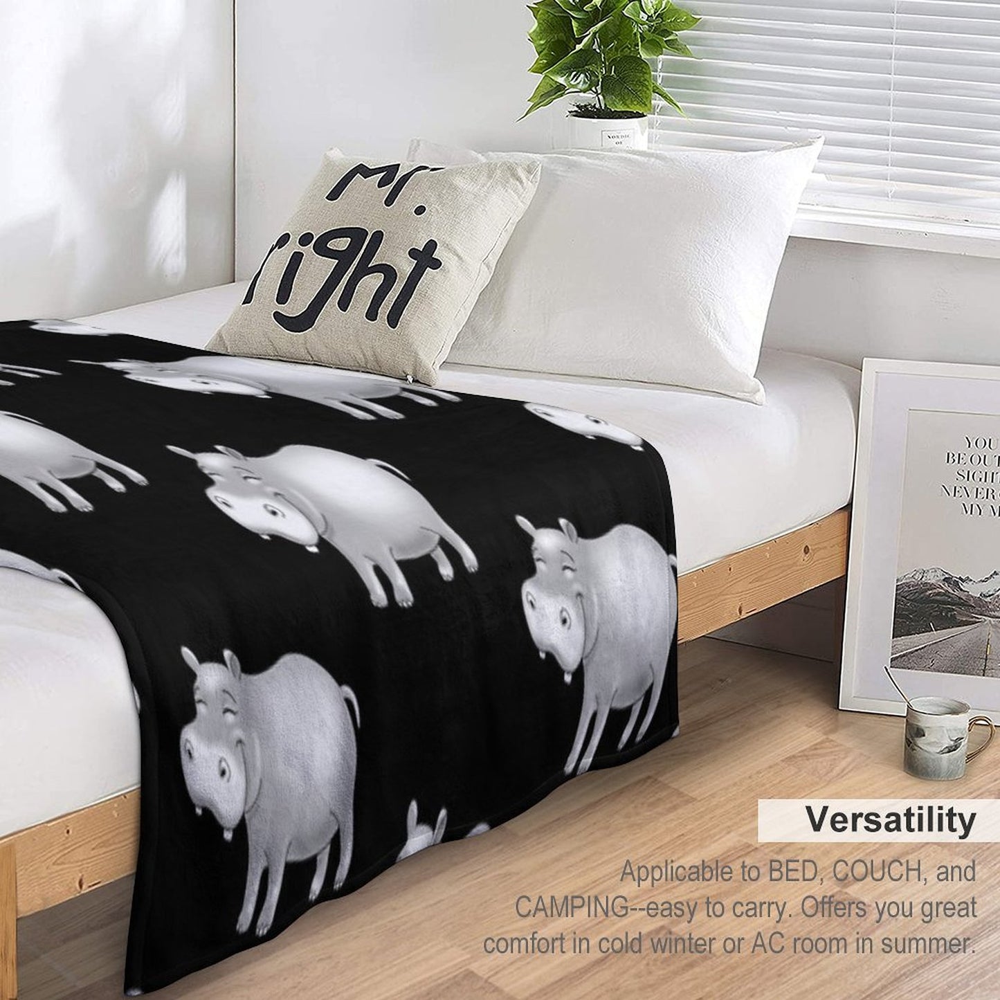 Hippo Cute Hippopotamus Throw Blanket