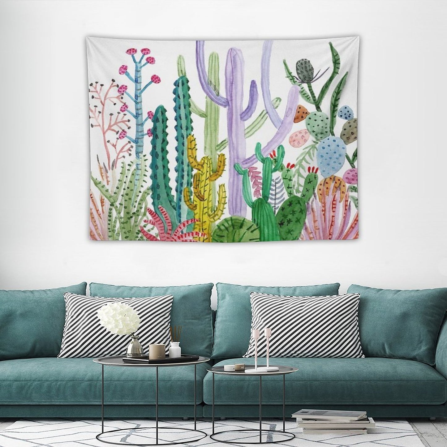 Watercolor Cacti Tapestry