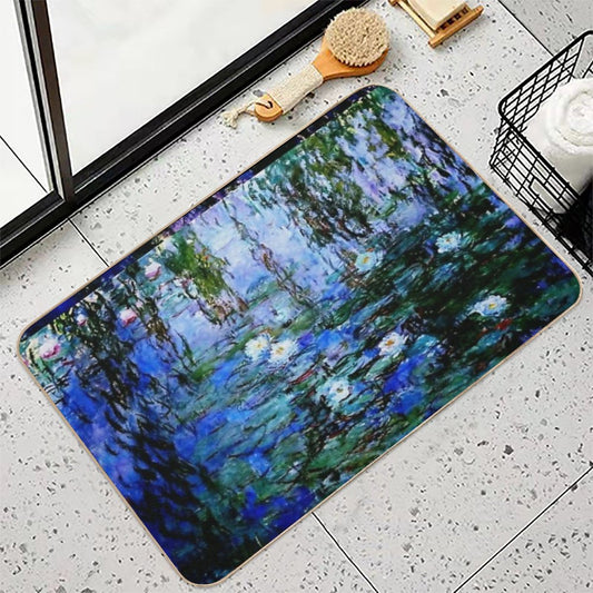 Claude Monet's Blue And White Water Lilies - Les Nymphéas Bleus Et Blancs Bath Mat