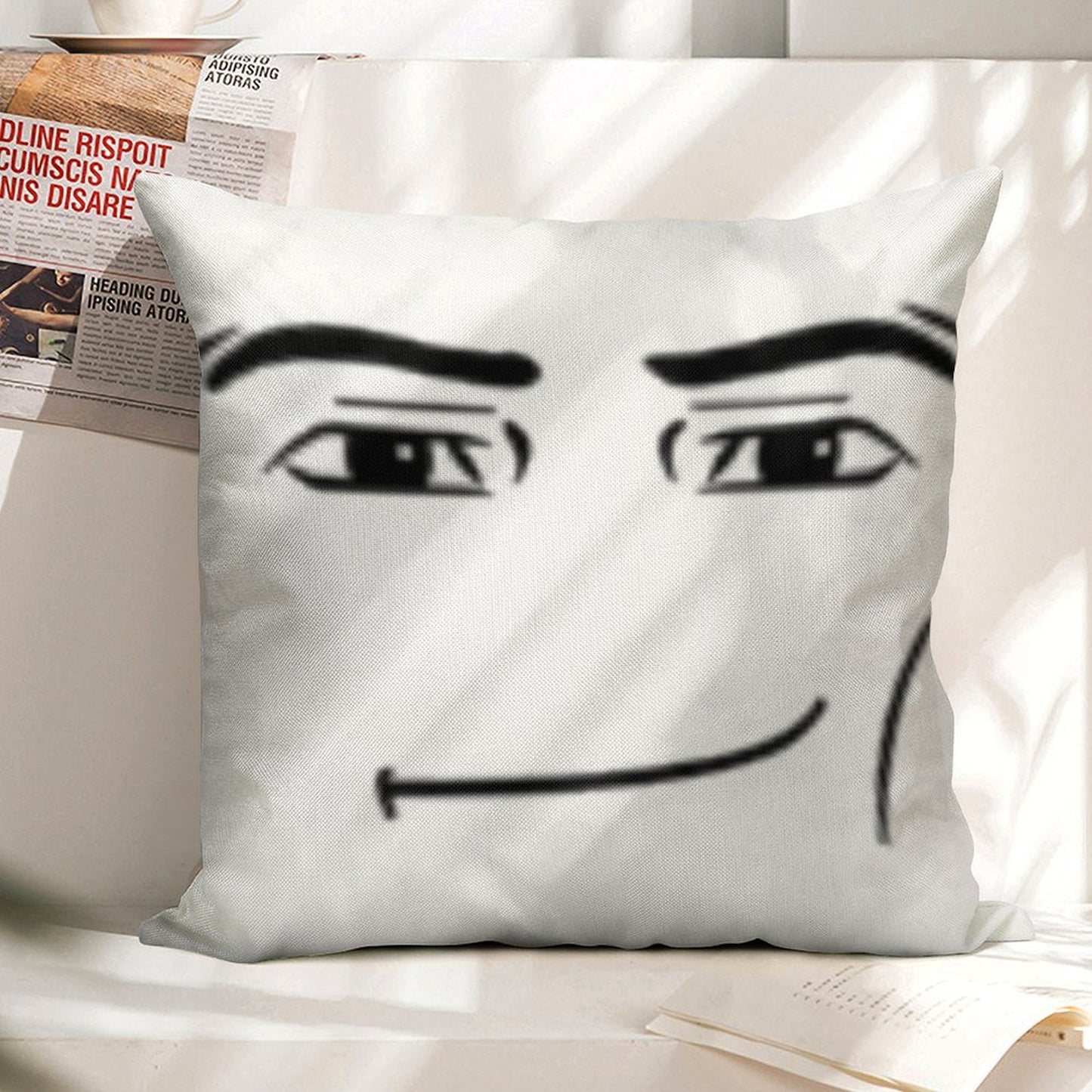 The Man Face Linen Throw Pillow Cover