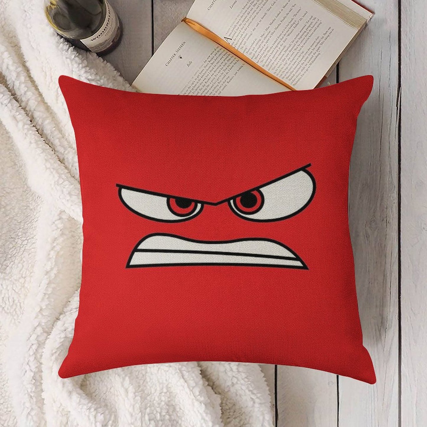 Anger (Inside Out) Version 2 Linen Throw Pillow Cover