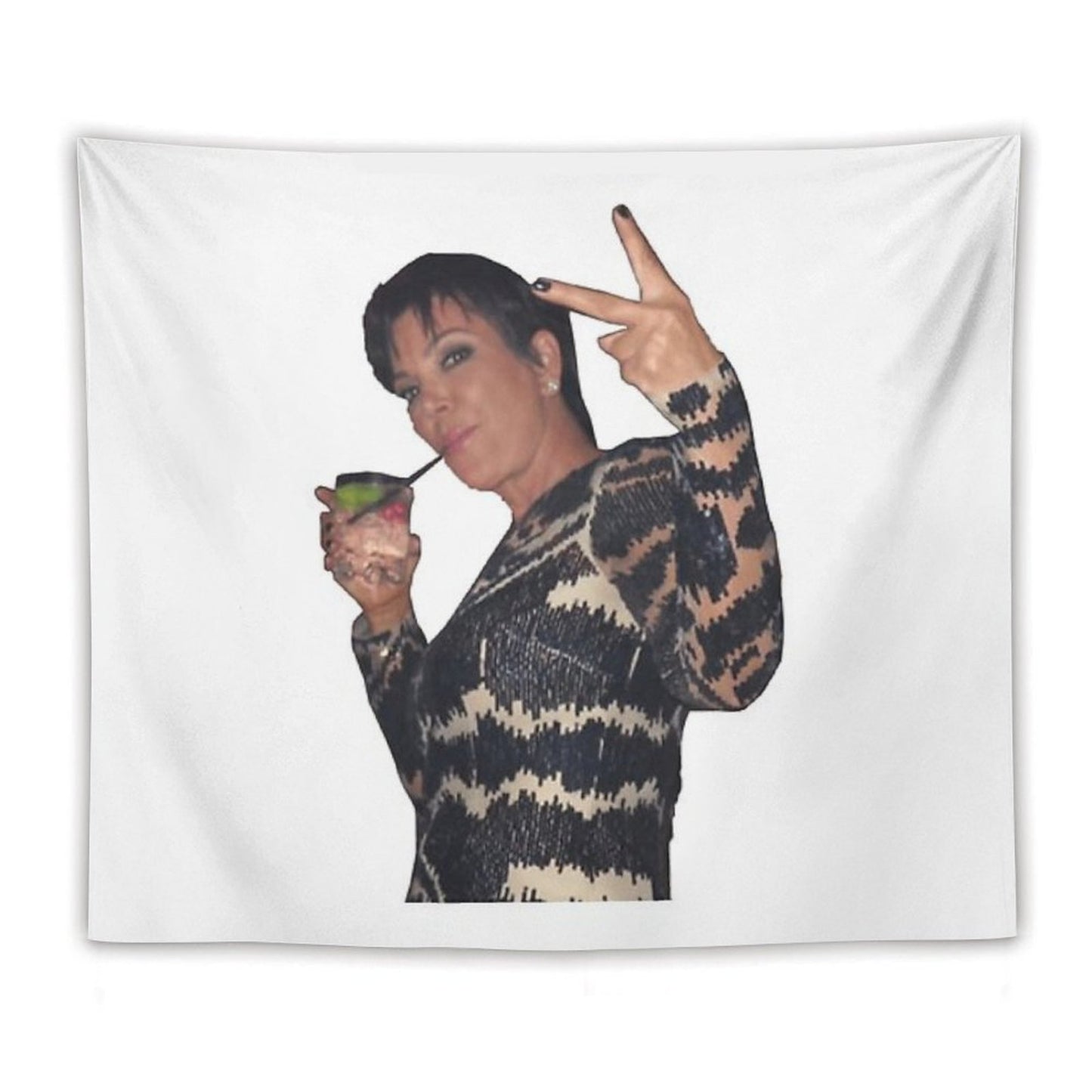 Kris Jenner Peace Sign Tapestry