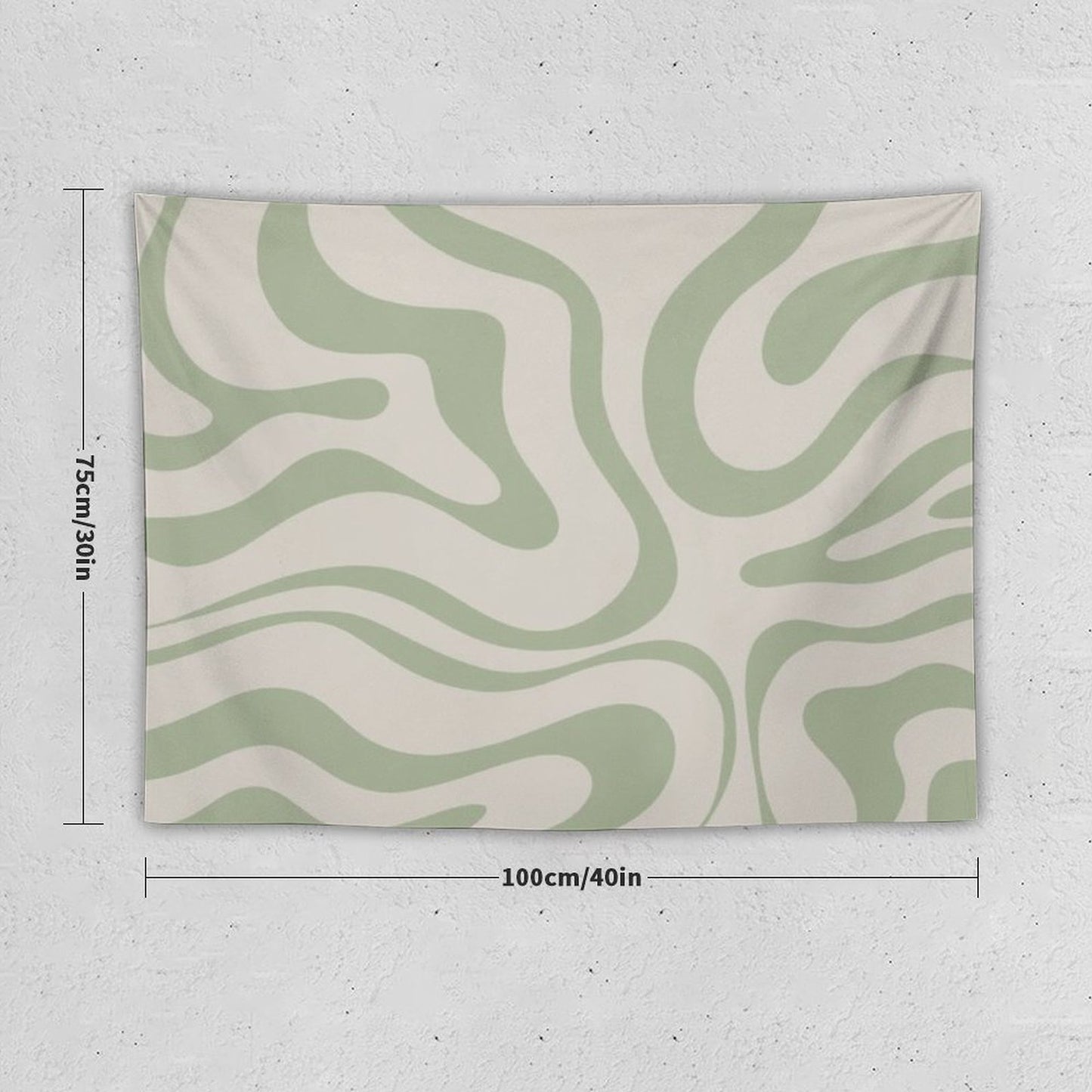 Liquid Swirl Abstract Pattern in Beige And Sage Green Tapestry