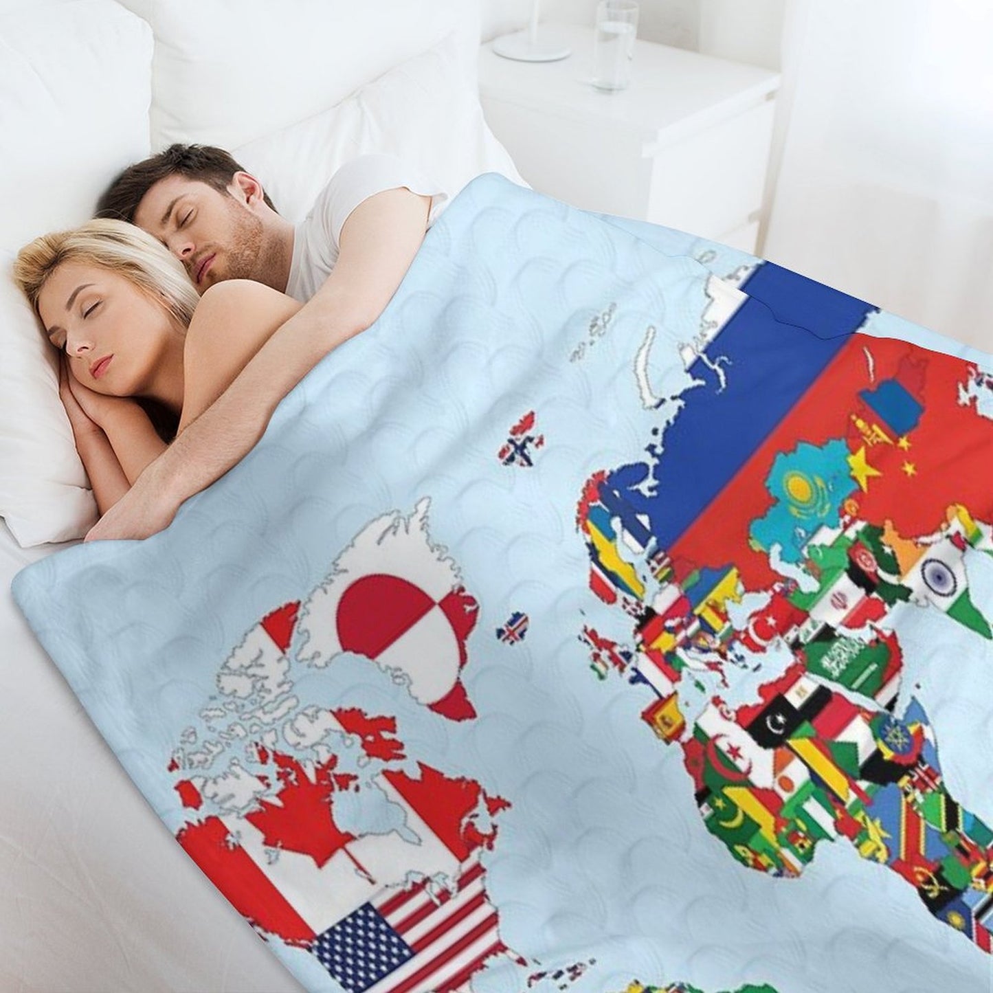 World Map Made Up of Each Countries Flag Throw Blanket