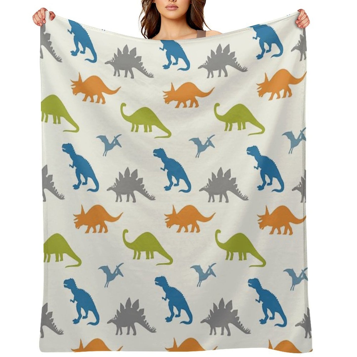 Primary Dinosaurs Throw Blanket