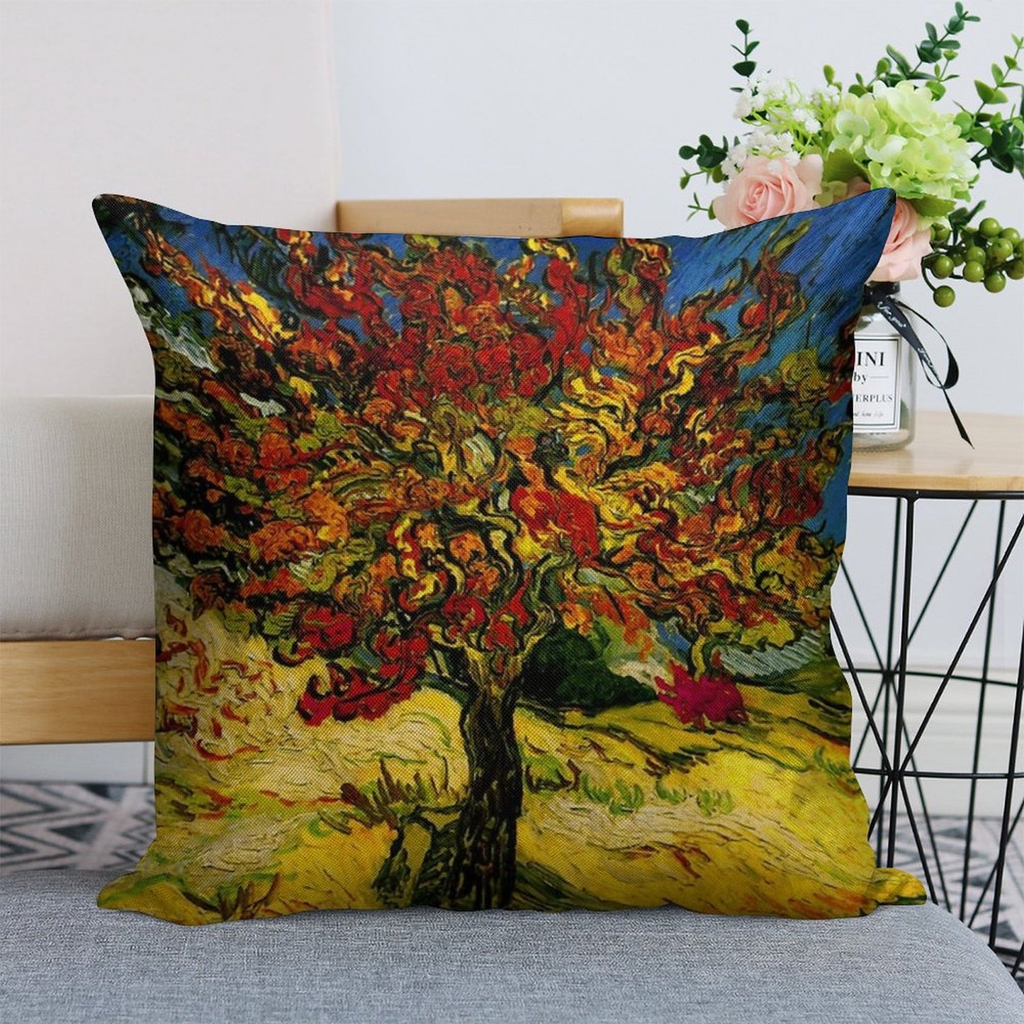 Van Gogh Mulberry Tree Print Linen Throw Pillow Cover