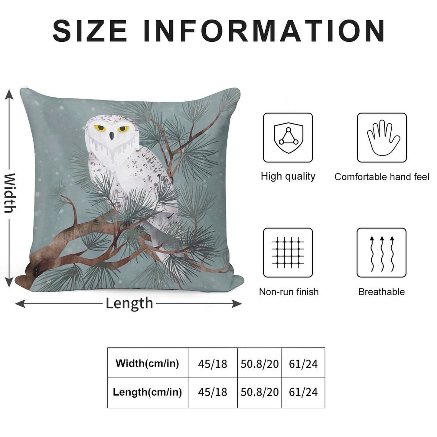 Snowy Soft Fade-Resistant Throw Pillow