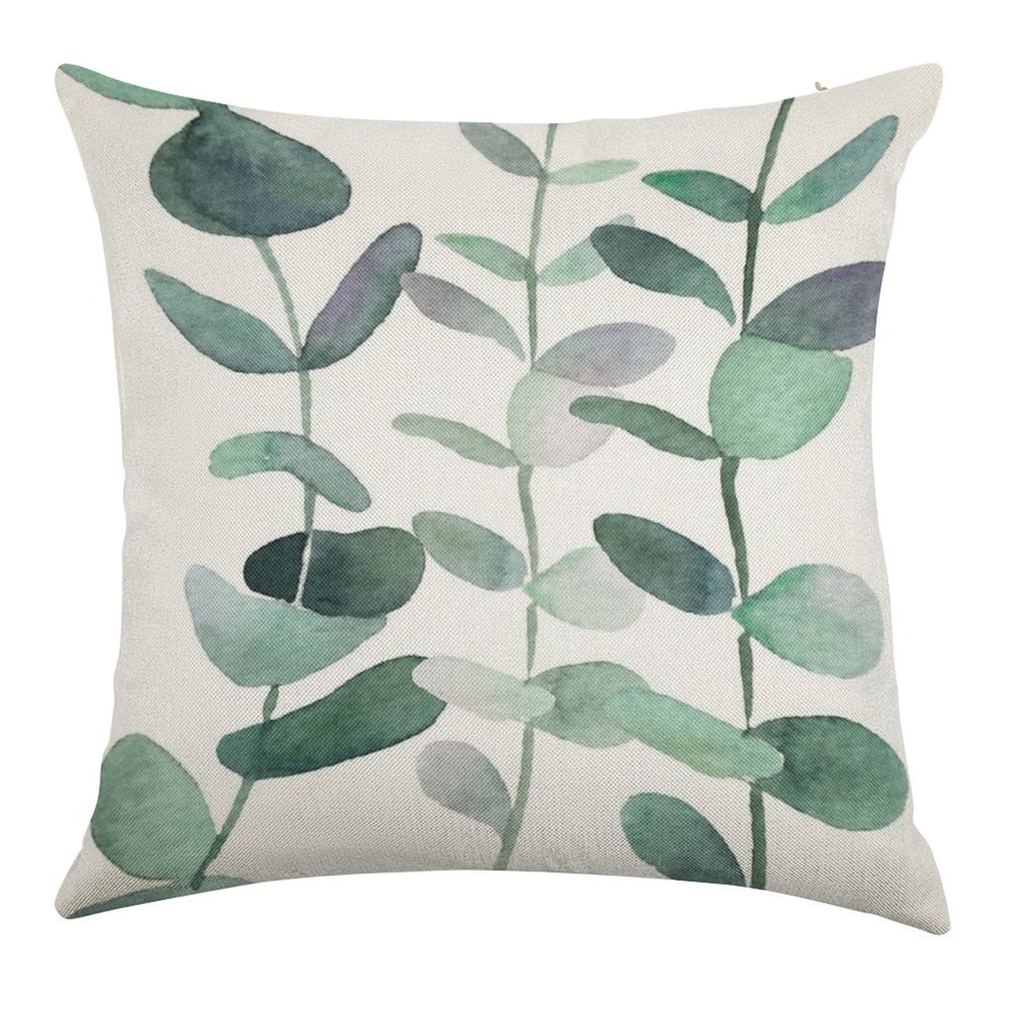 Watercolor, Eucalyptus, Leaves, Botanical, Painting, Green Linen Throw Pillow Cover