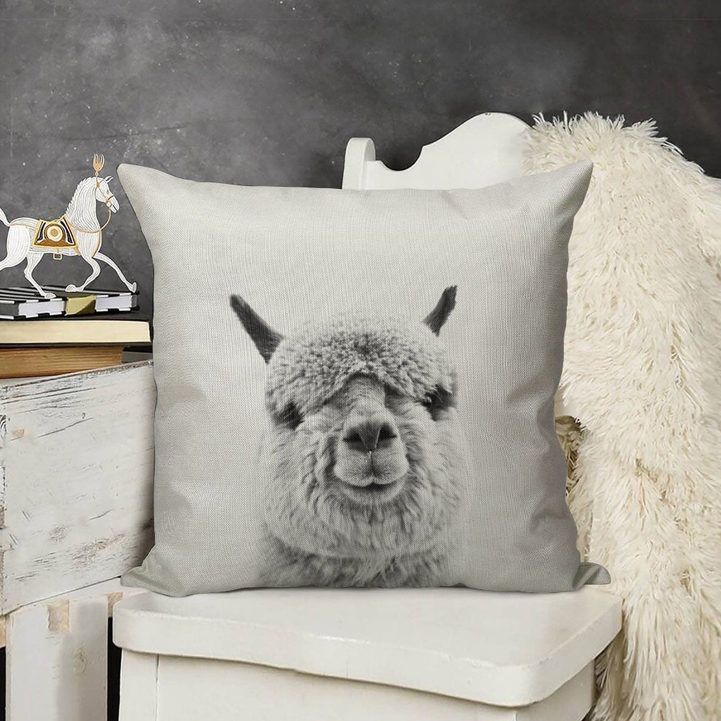 Alpaca Linen Throw Pillow Cover
