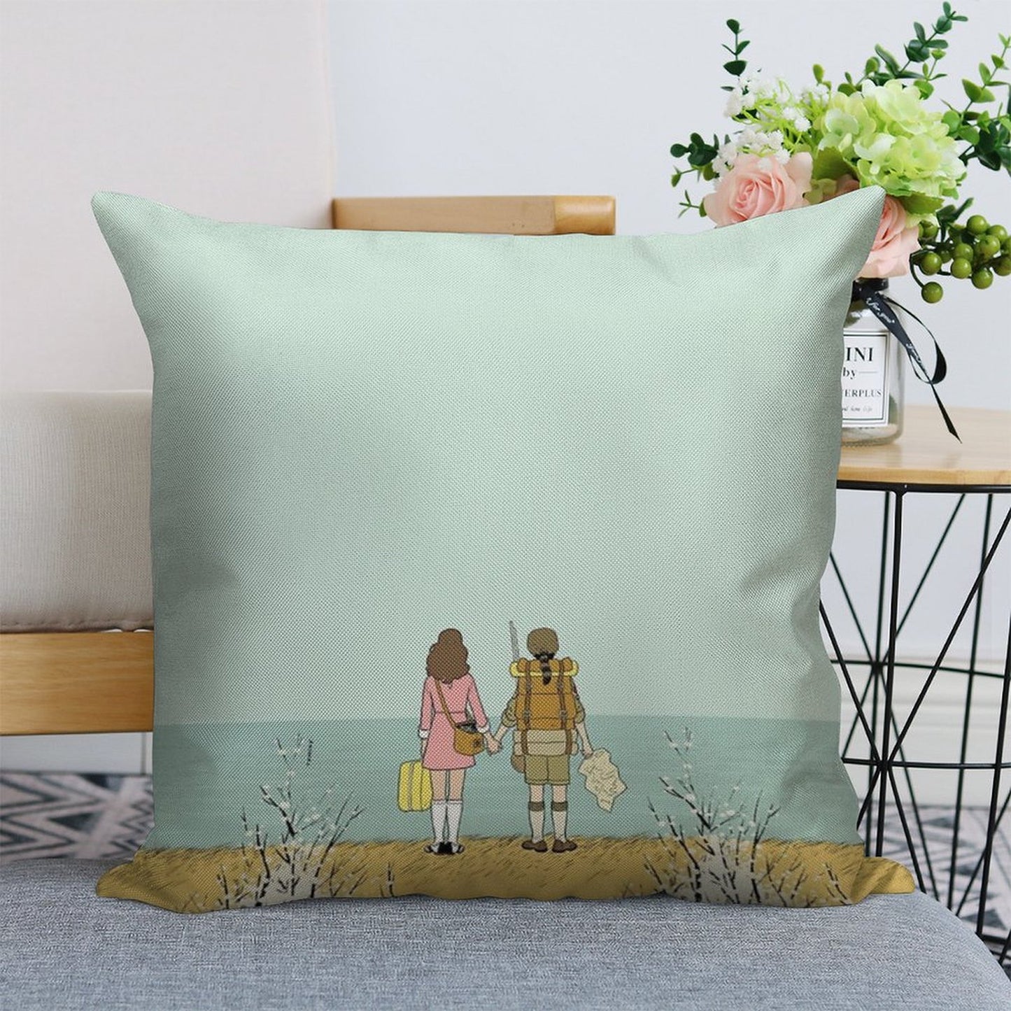 Wes Anderson Movie Linen Throw Pillow Cover