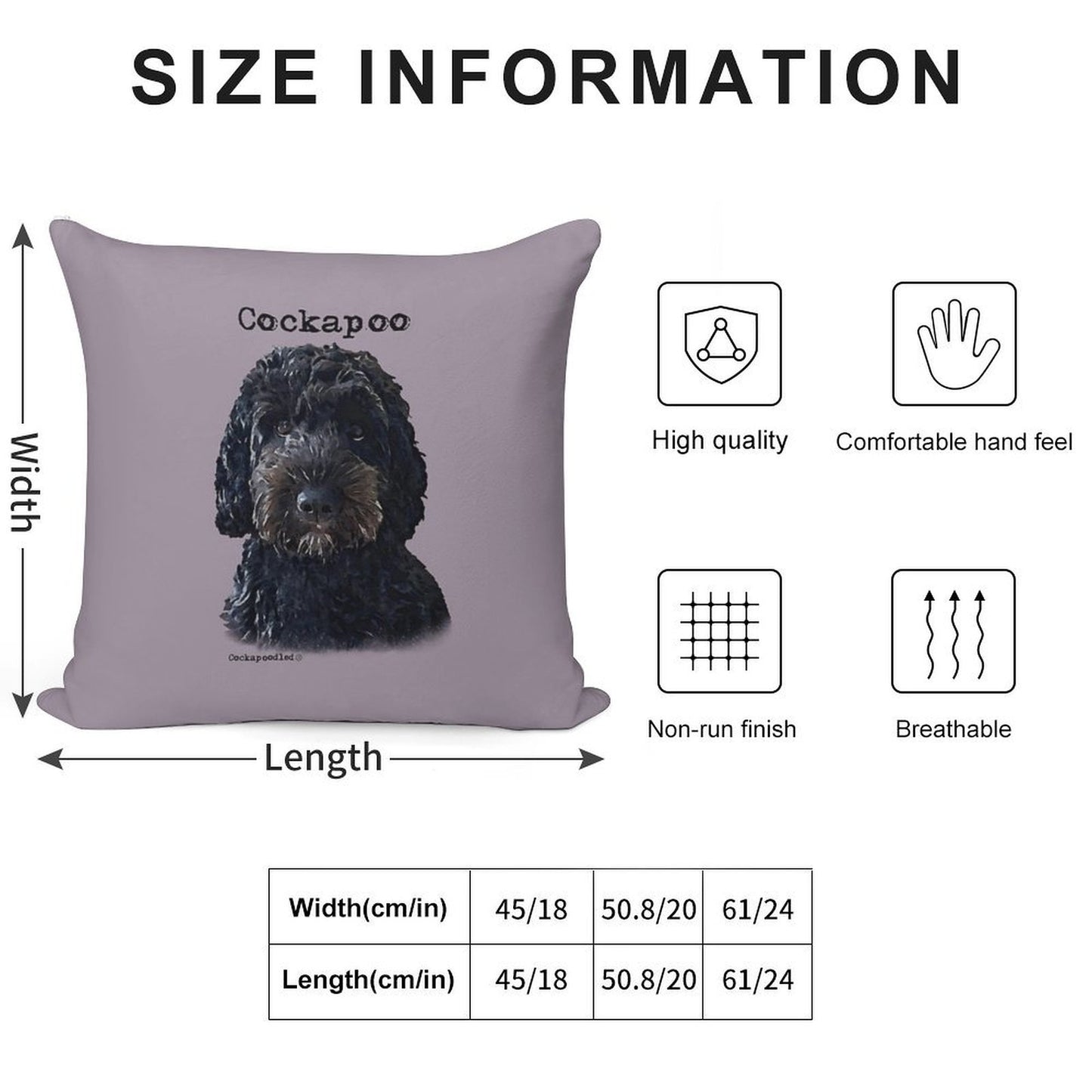 Black Cockapoo Dog Soft Durable Construction Throw Pillow