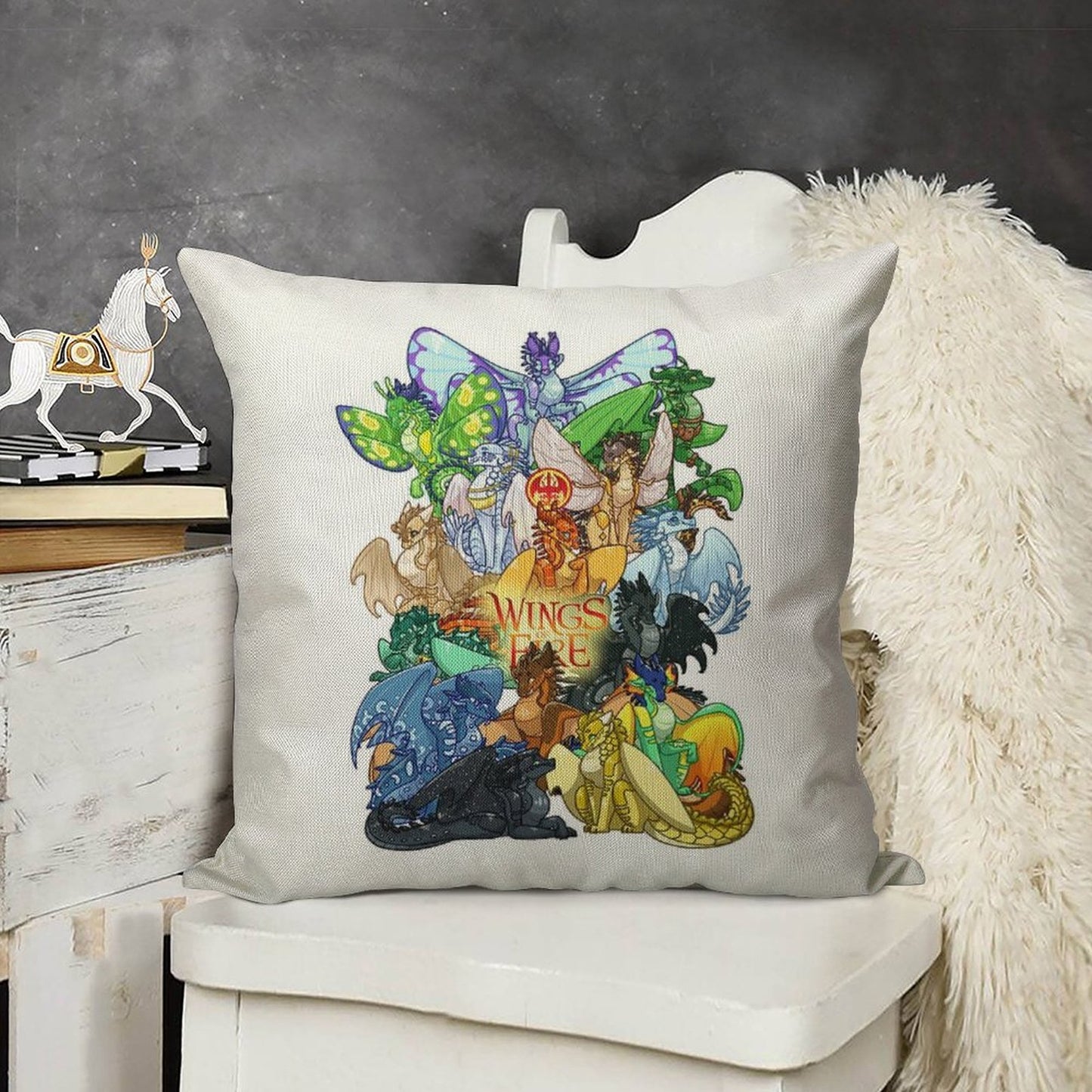 Wings of Fire Linen Throw Pillow Cover