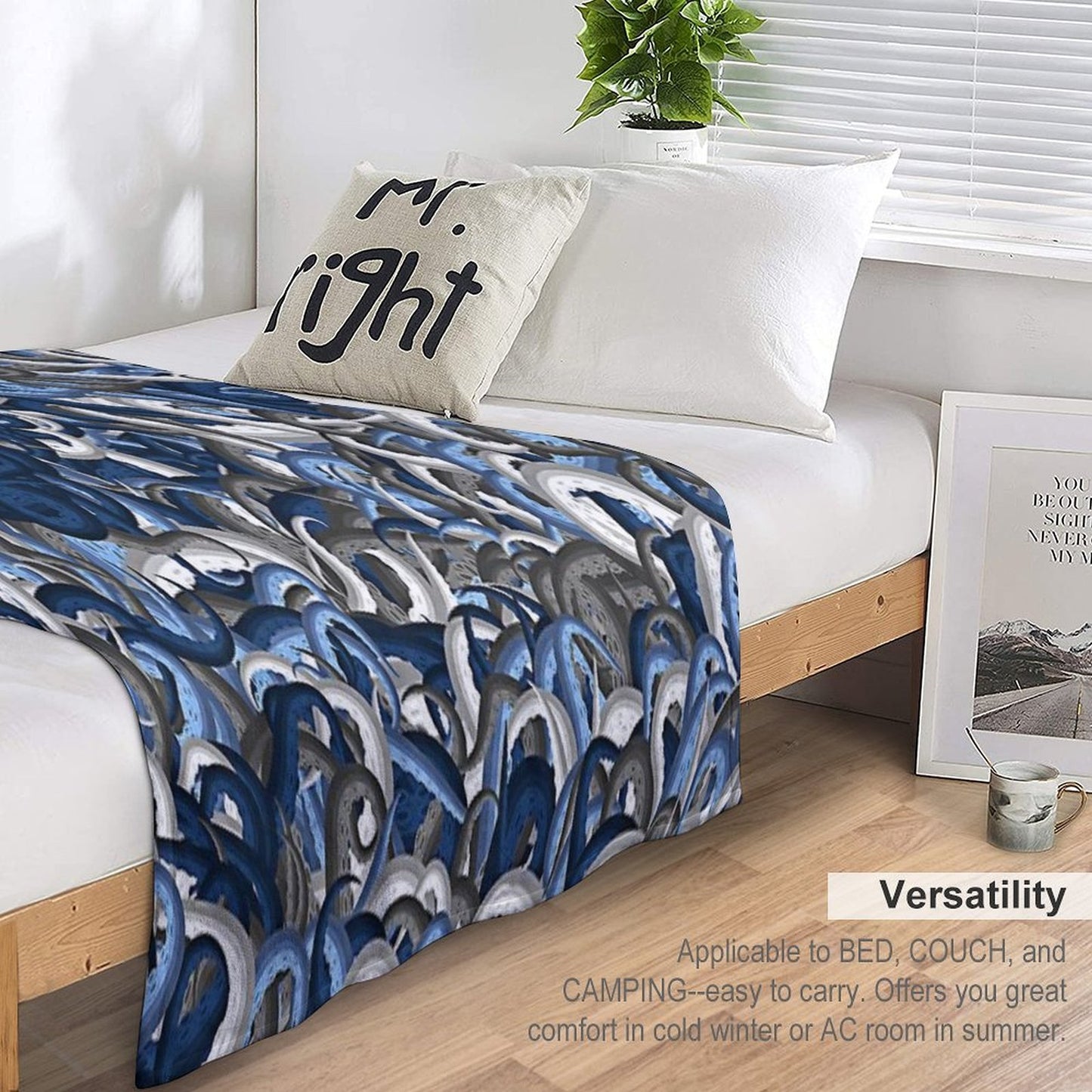 Blue Tentacles Camouflage Throw Blanket