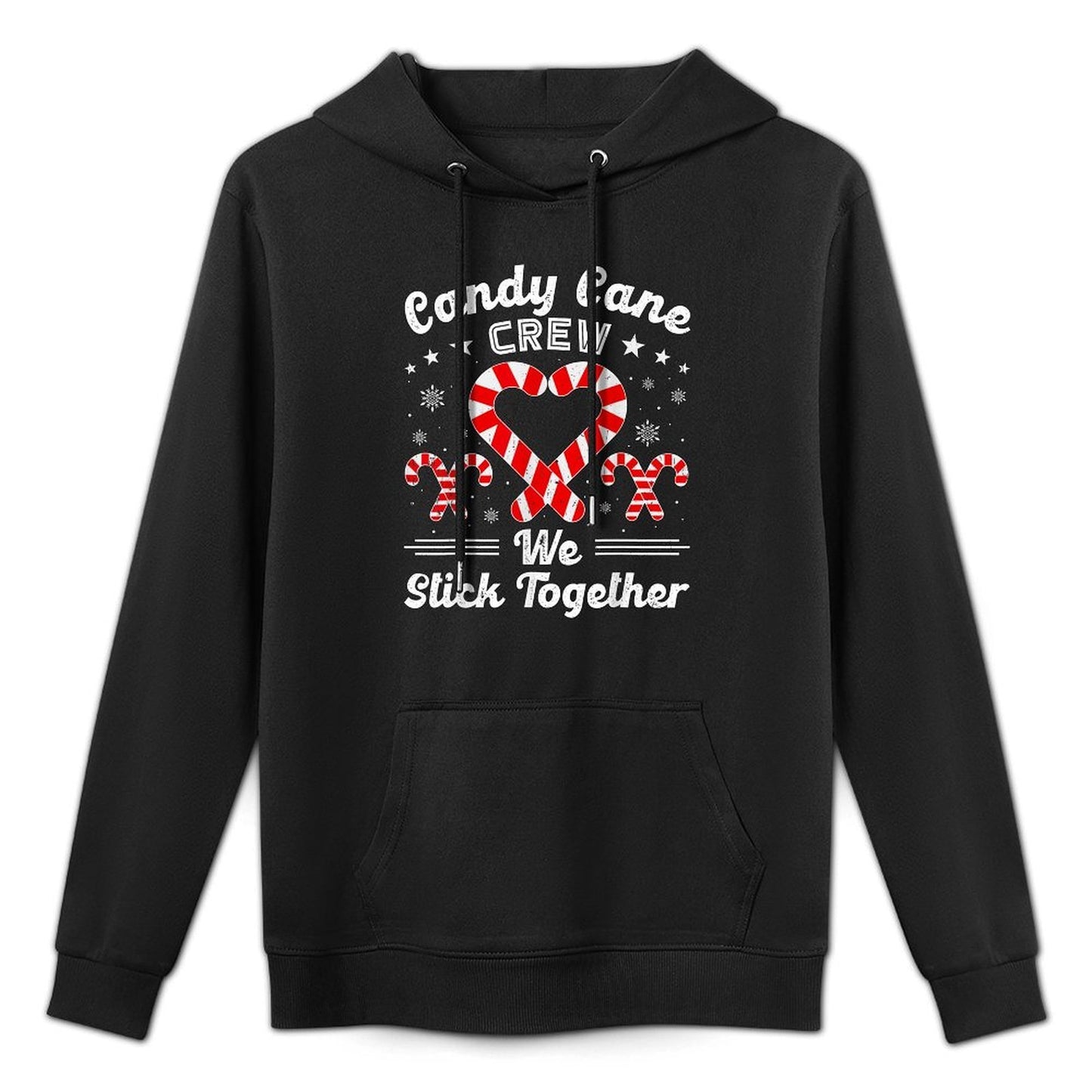 Christmas Candy Cane Heart Crew Family Matching Pajamas Kangaroo Pocket Hoodie