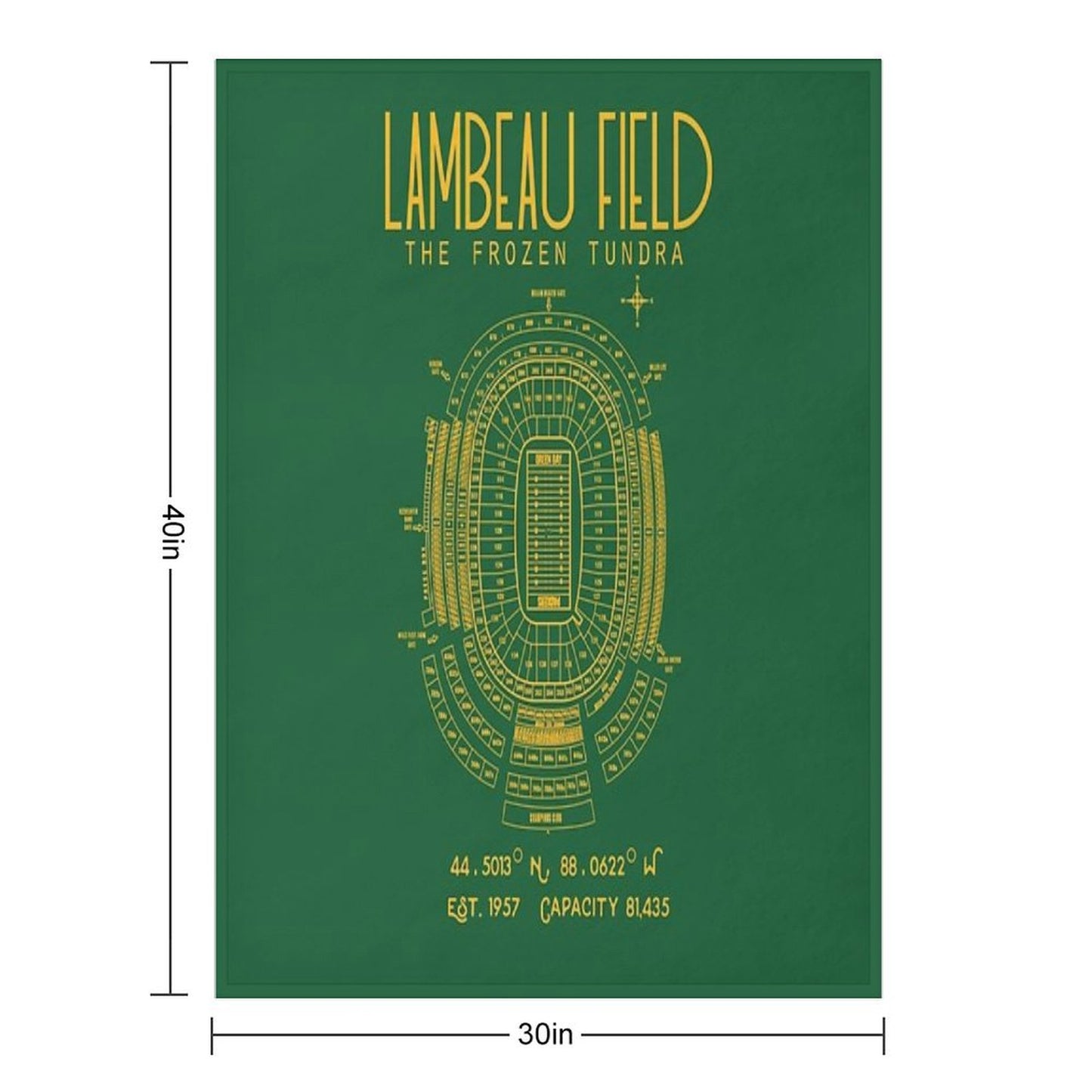 Green Bay Packers Lambeau Field Stadium Poster Print Throw Blanket