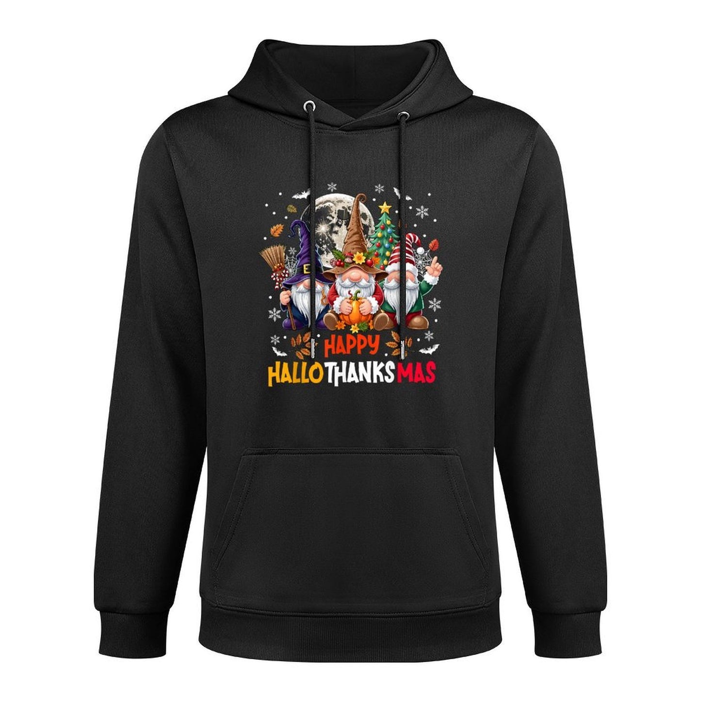 Gnome Hallothanksmas Halloween Thanksgiving Christmas Adjustable Hood Hoodie
