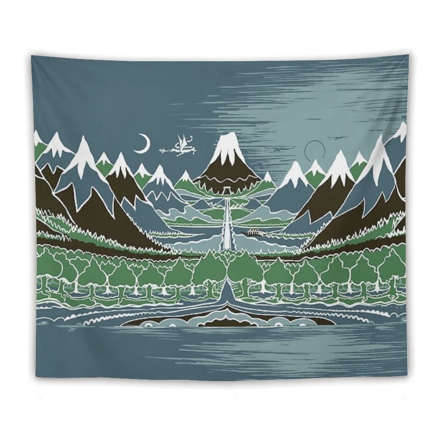 Forest Mountain Path in The Style of J.R.R.Tolkien Tapestry