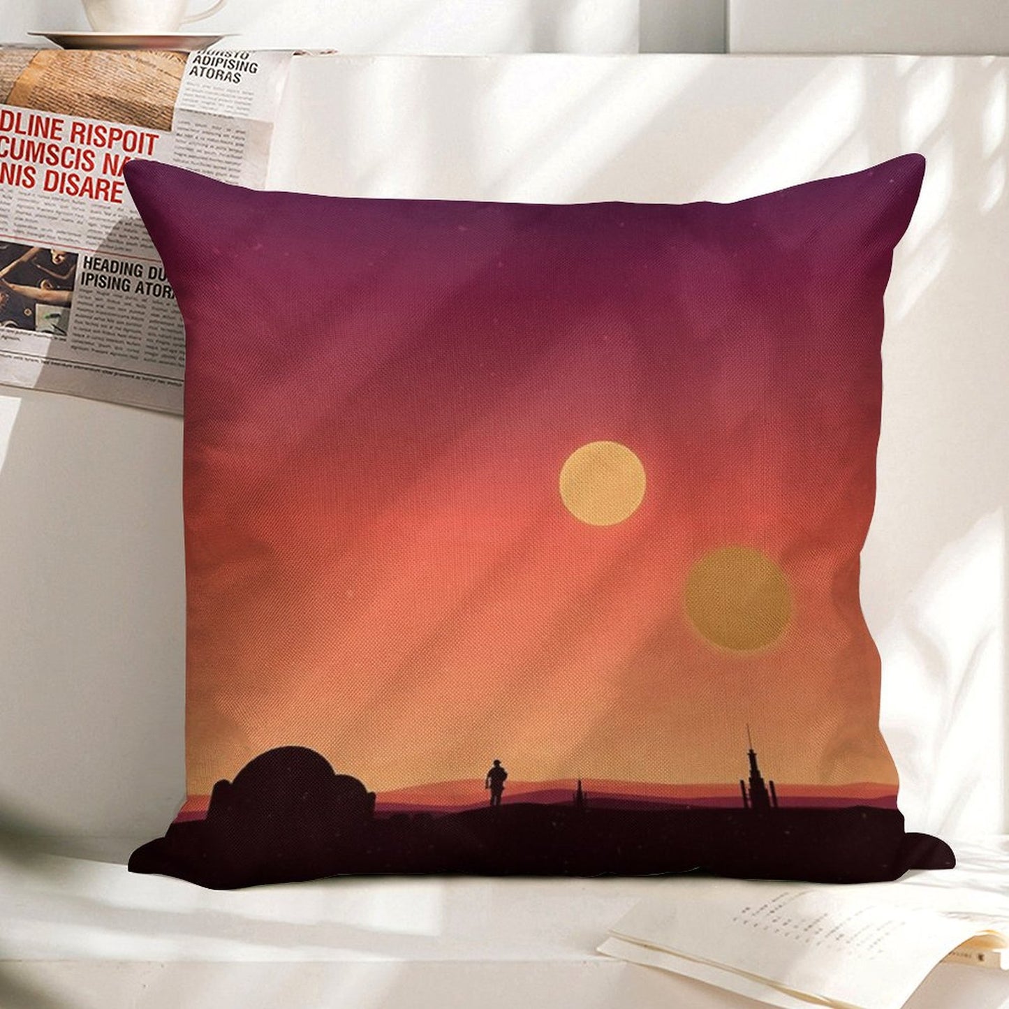 Tatooine Linen Throw Pillow Cover