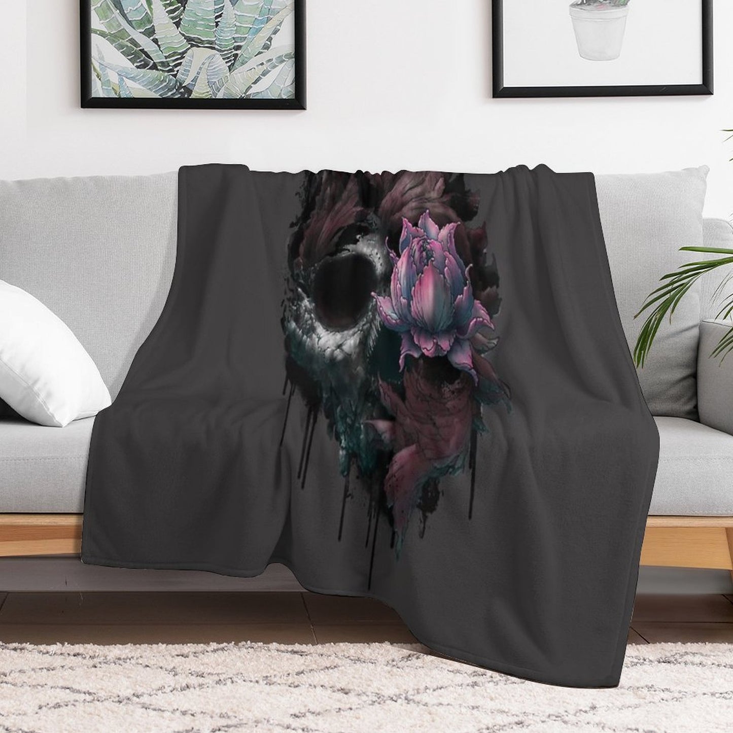 Death Blooms Throw Blanket