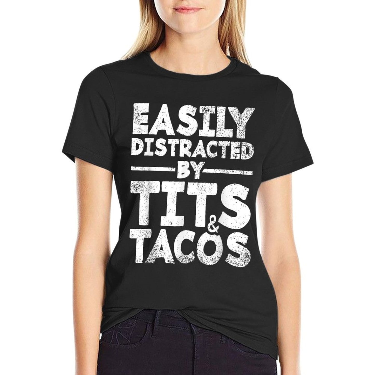 Easily Distracted By Tits And Tacos Adult Humor Men's Gift T-Shirt