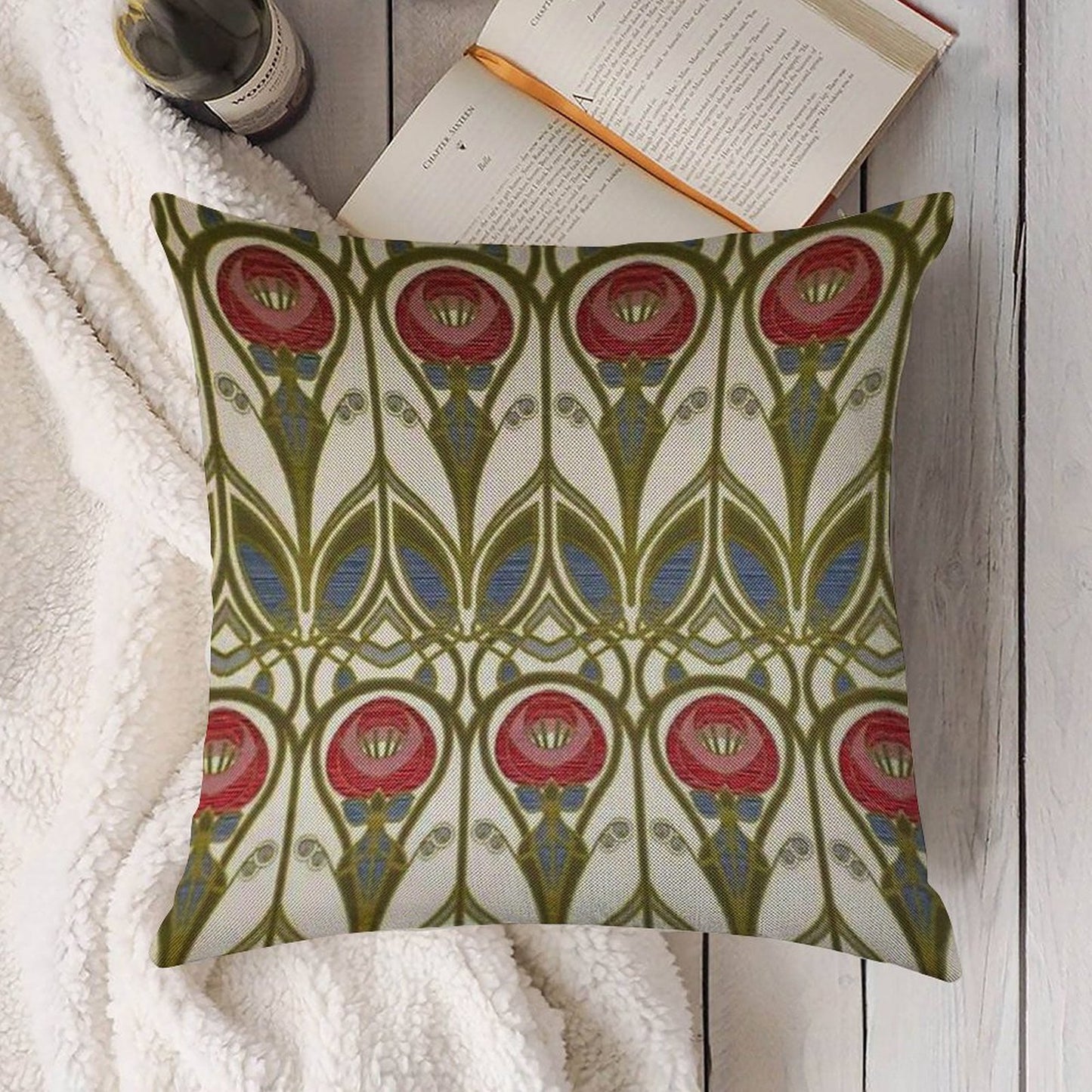 Charles Rennie Mackintosh Design Linen Throw Pillow Cover