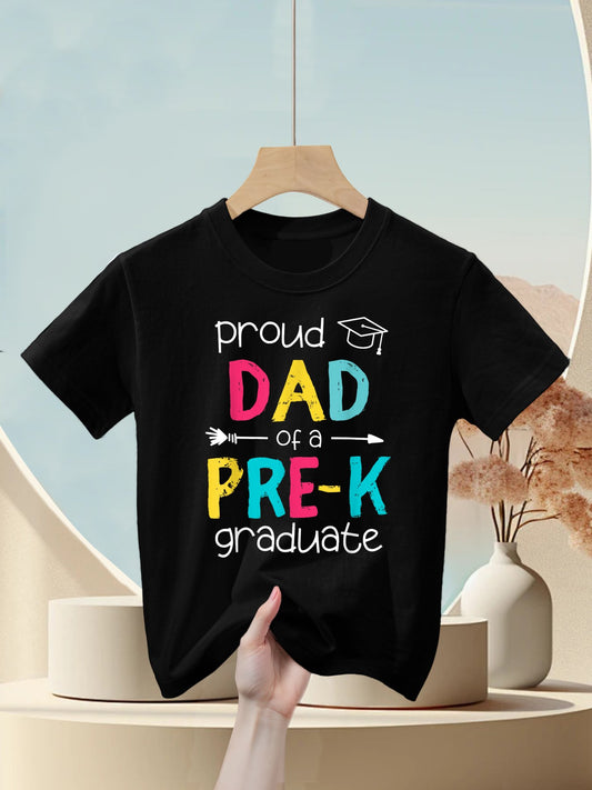 Proud Dad Father PreK Preschool Family Matching Graduation Kids T-Shirt