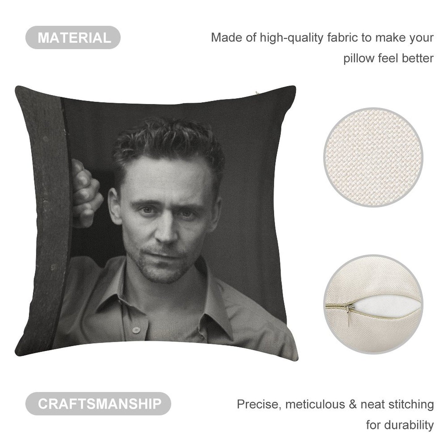Tom Hiddleston Linen Throw Pillow Cover