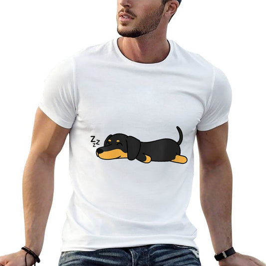 Womens Cute Nope Sleeping Dachshund Cool Nap Funny Wiener Dog Lover Stretchy T-Shirt